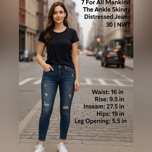 7 For All Mankind The Ankle Skinny Distressed Jeans